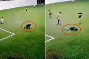 Halı sahada infial yaratan görüntü! Kamera saniye saniye kaydetti