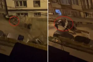 Erkek arkadaşının evinin önüne gelen kadını böyle dövdüler